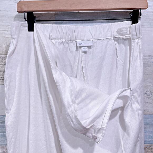 J Jill Linen Stretch Button Hem Ankle Pants White High Rise Womens Medium - Picture 6 of 8